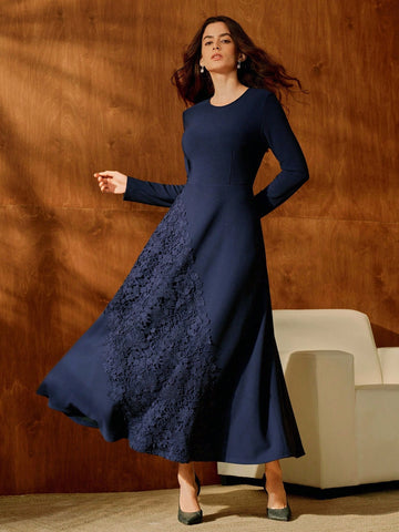 Navy lace, detailed dress