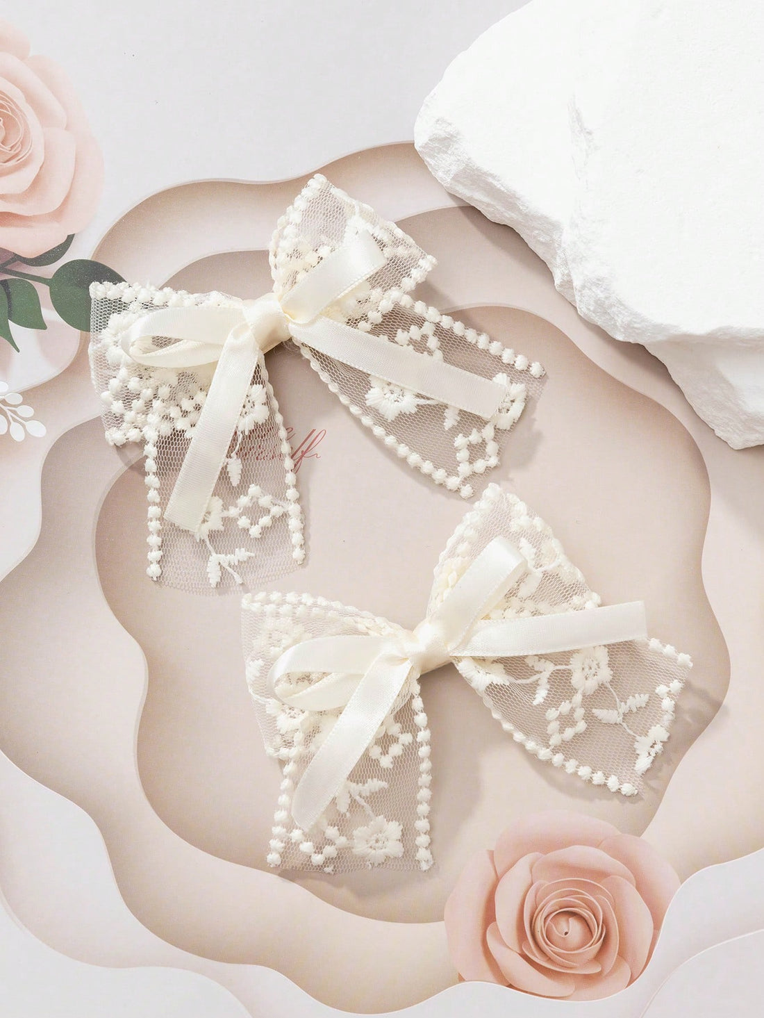 Two piece lace clips