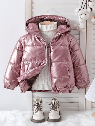 Metallic pink kids coat