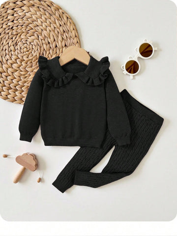 Black Kids knit collar sweater and pants set