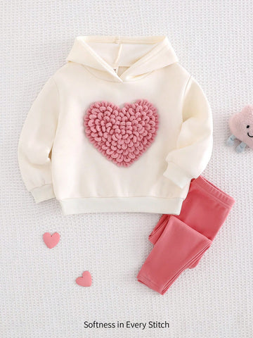 Baby heart sweatshirt, and leggings set
