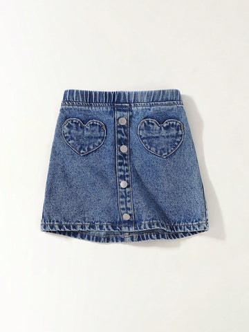 Zara inspired Kids denim skirt with heart pocket
