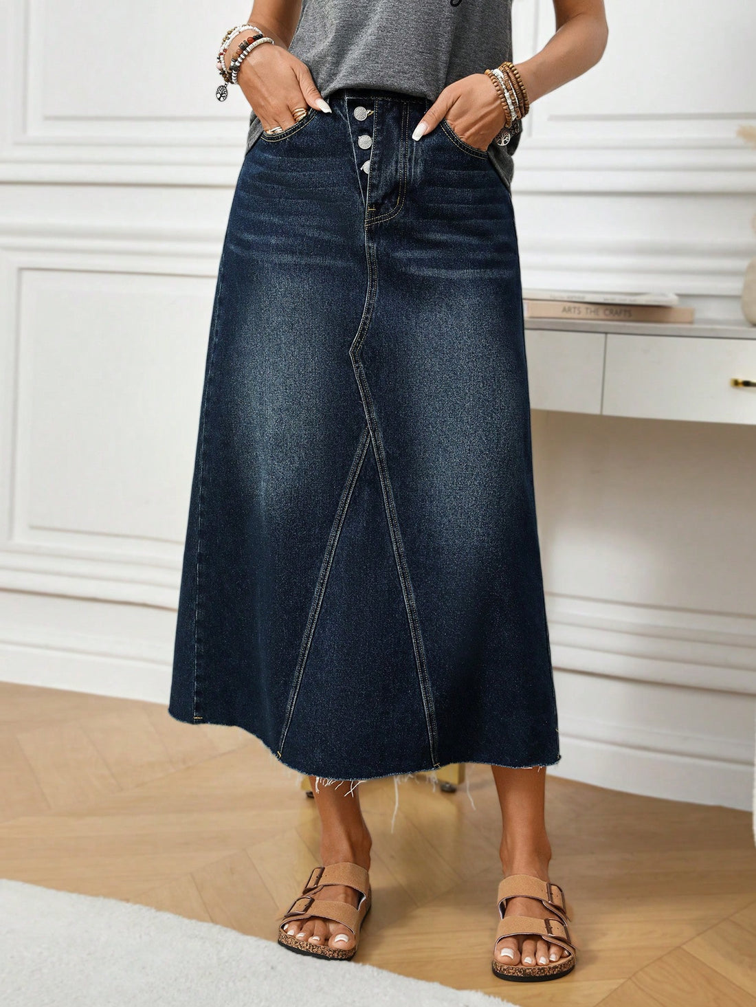 Dark denim skirt