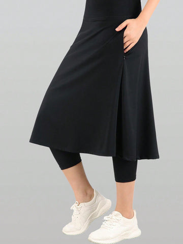 Black exercise skirt with leggings attached