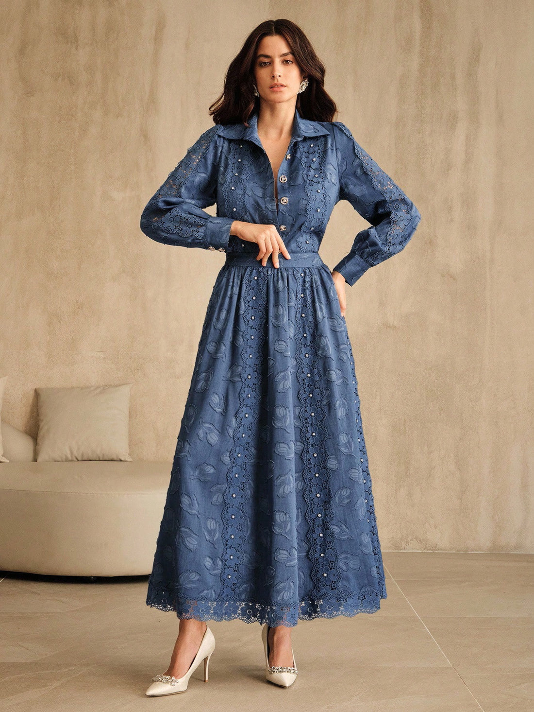 2 pc lace top and skirt set