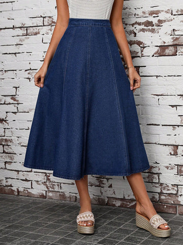 Flare denim skirt