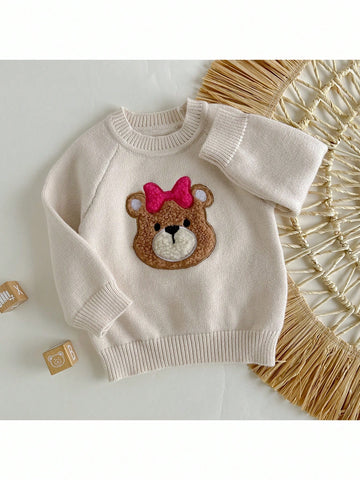 Knit baby girl bear sweater 🧸