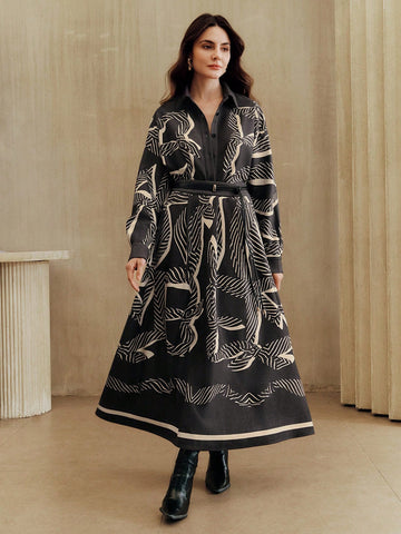 Button down patterned dress