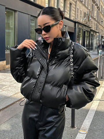 Black puffer coat