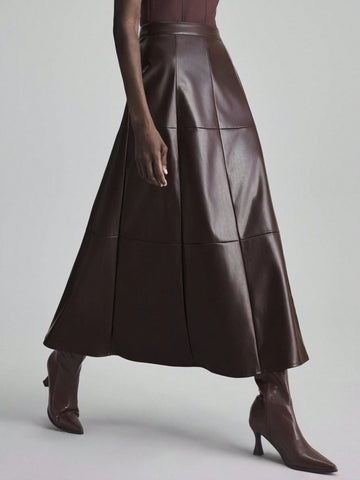 Brown leather skirt