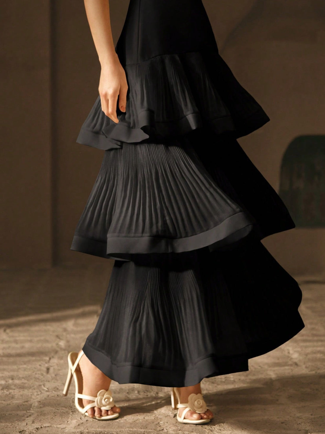 Black Ruffle maxi skirt