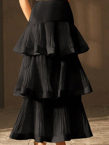 Black Ruffle maxi skirt