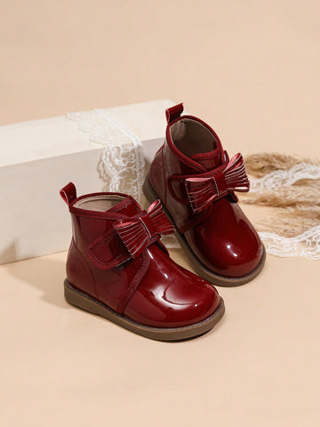 Maroon patent booties