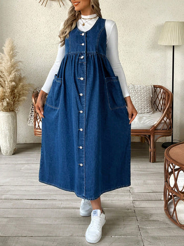 Denim maternity dress