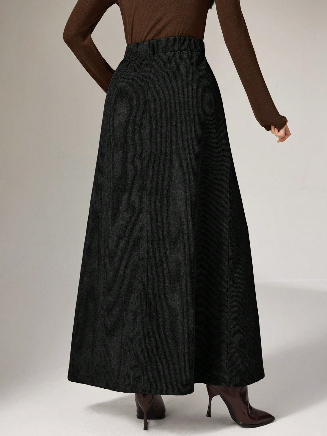 Black corduroy maxi skirt