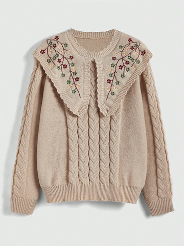 Embroidered collar sweater