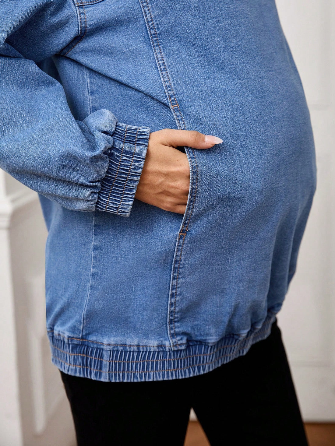 Maternity zip denim top