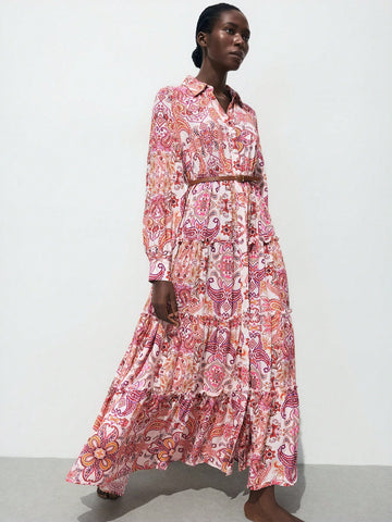 Zara inspired pink floral maxi dress
