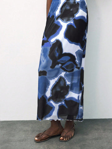 Zara inspired blue ink skirt