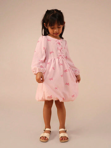 Girls bow print dress