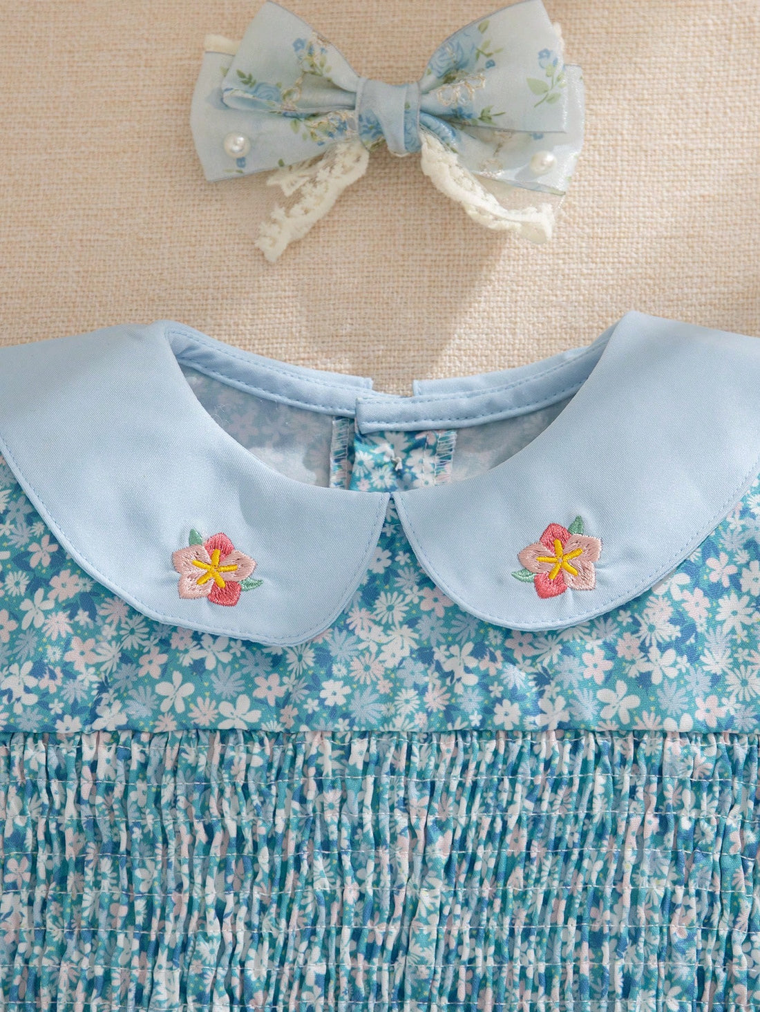 Blue floral dress short sleeve