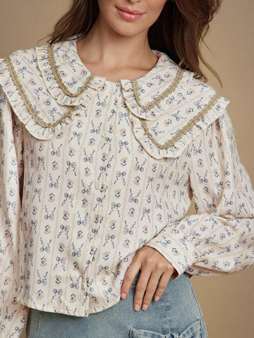 Floral collar blouse
