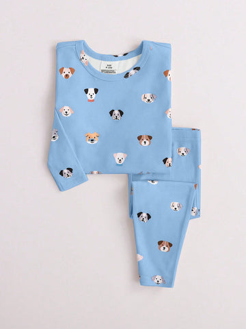 Young boy dog print pjs set