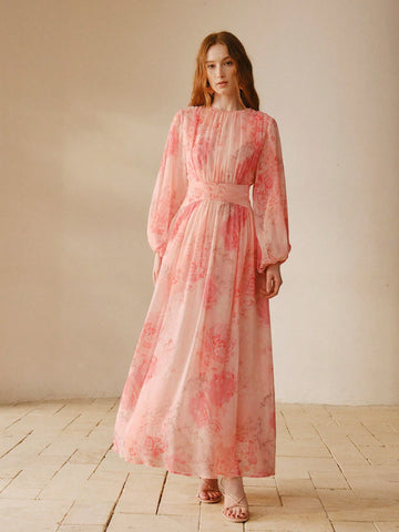 MOTF women’s chiffon waisted pink dress