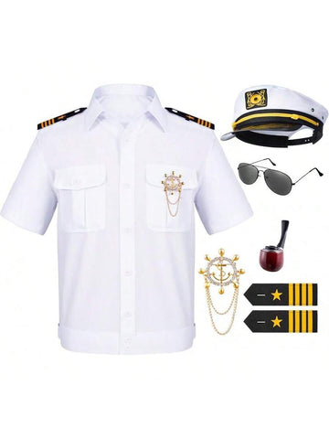 6 pc men’s captain costume set