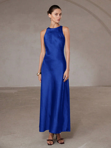 Cobalt blue sleeveless slip dress