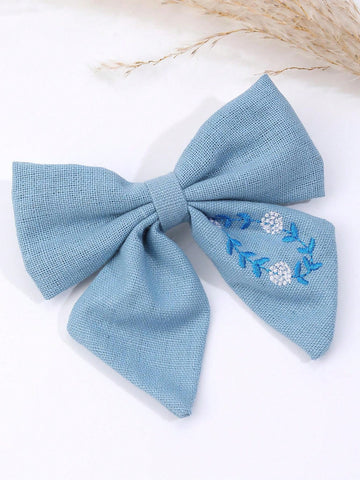 Denim big bow clip