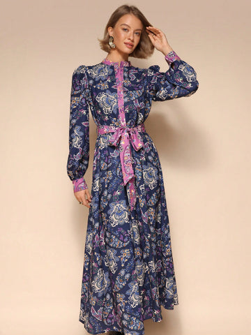 Women’s paisley long sleeve maxi dress