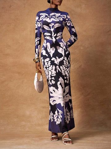Maxi dress navy print