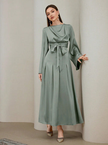 Elegant mint wrap waisted dress