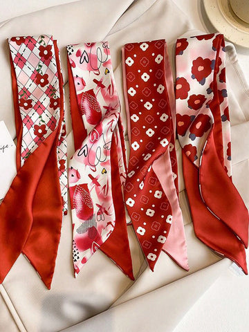 4 pc red skinny scarf