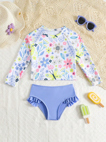Girl long sleeve swim top set