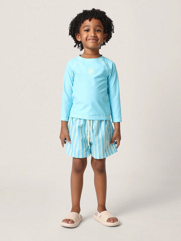 Boys long sleeve swim top and shorts set