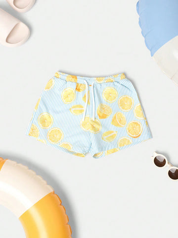 Boys lemon print swim shorts