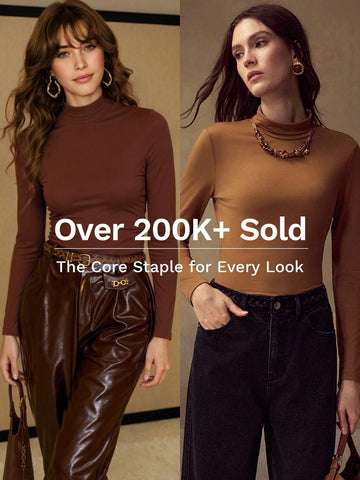 MOTF Brown solid mock neck top