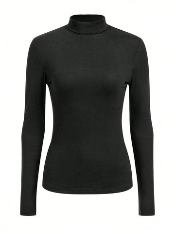 MOTF Black solid high neck top