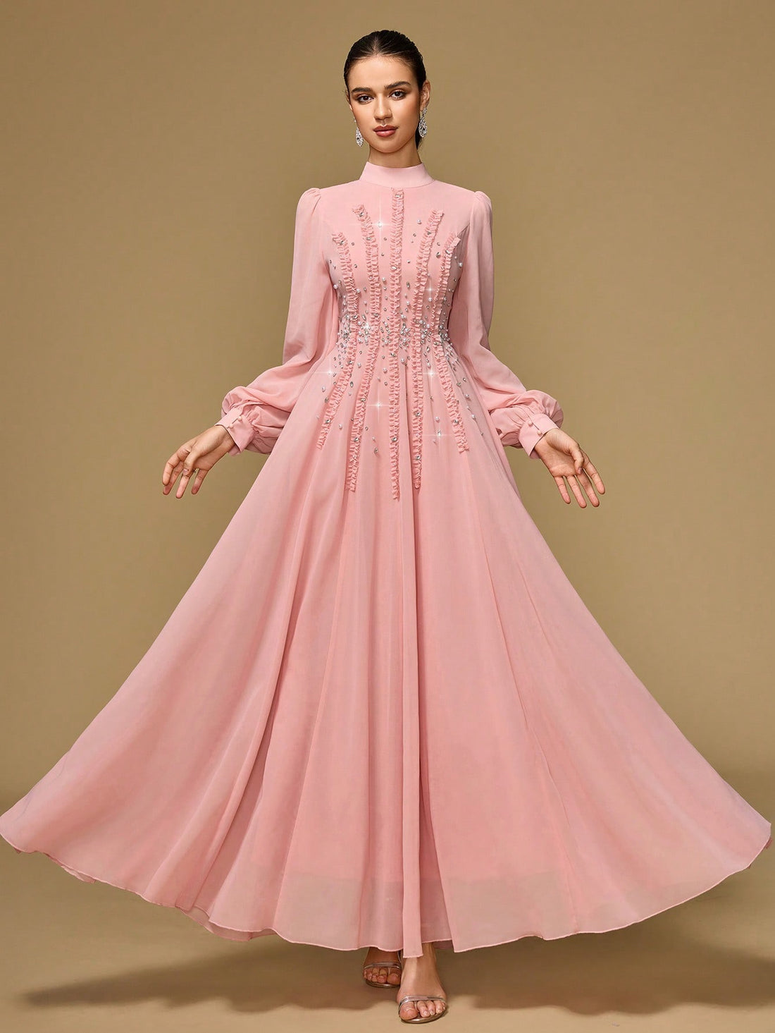 Pink embellished gown