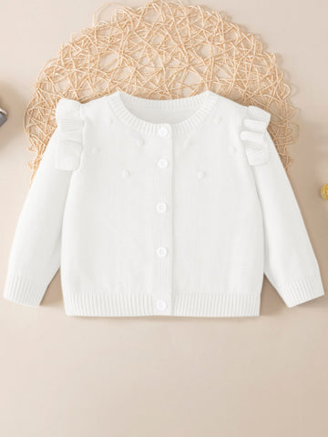 Baby girl white ruffle cardigan