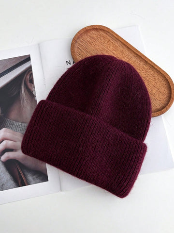 Women’s thick cuff beanie burgundy