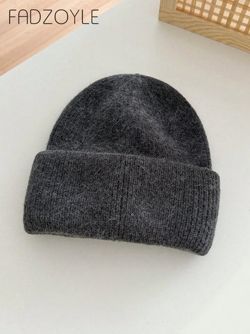 Grey knitted cuffed beanie