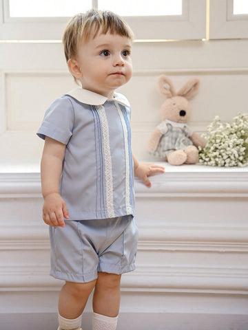 2 pc light blue baby boy set