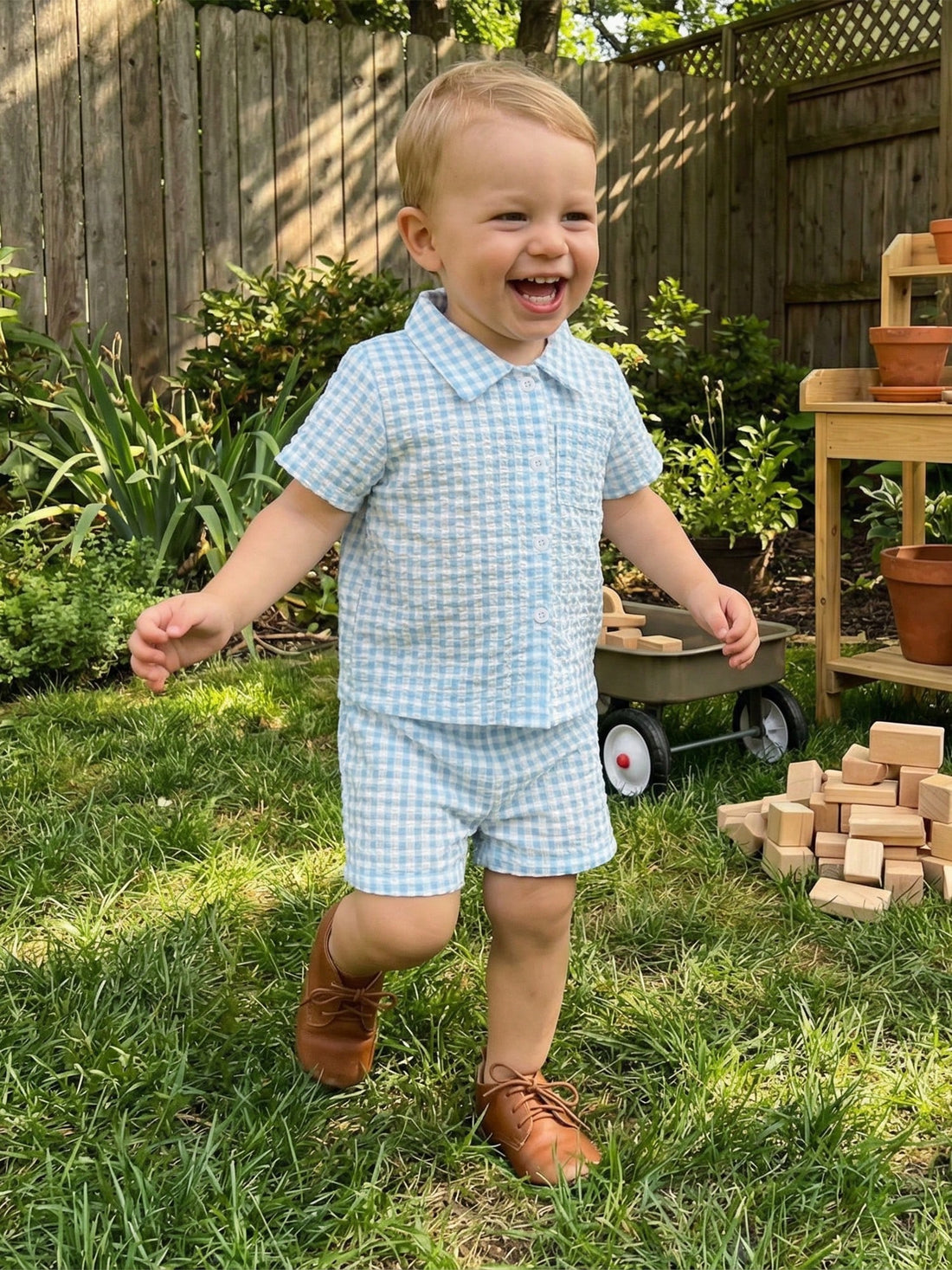 Toddler boy gingham set