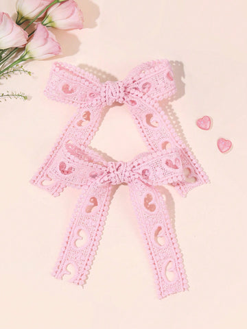 Heart lace pink clips 2