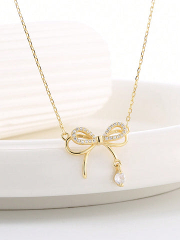 Sterling silver hypoallergenic bow necklace