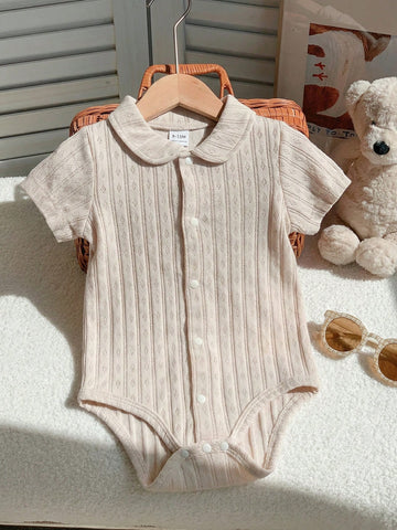 Baby boy cream pointelle romper