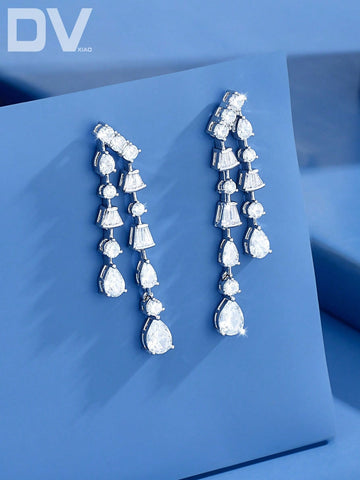 White gold plated cubic zirconia earrings